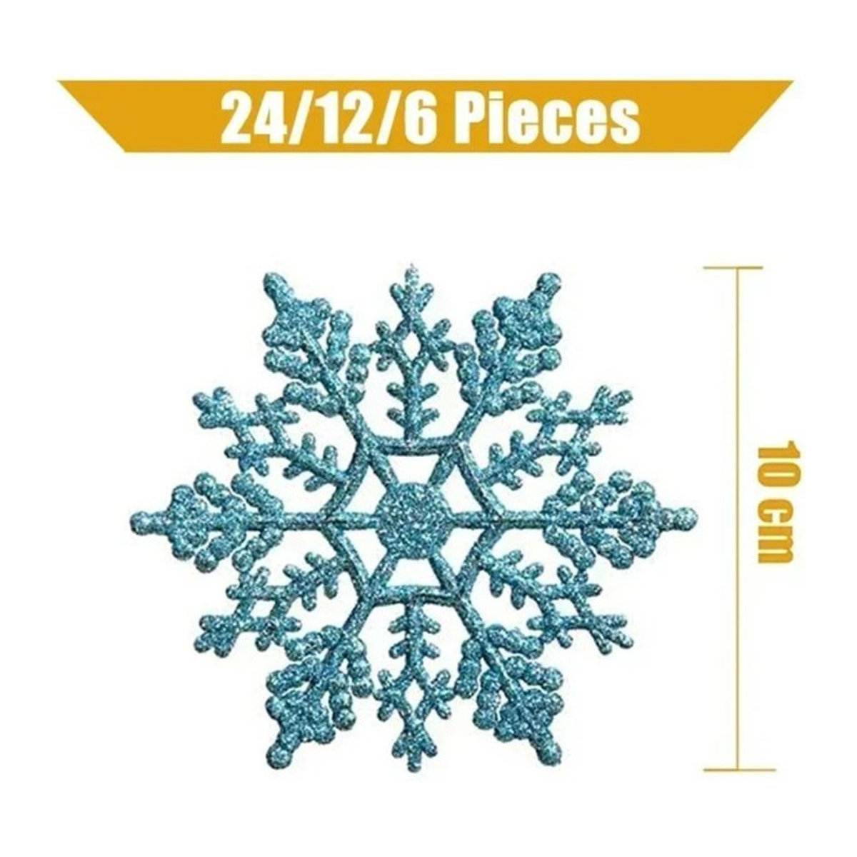 Set aus 24 Schneeflocken-Hängeornamenten in Weiß und Blau für Weihnachtsbaumdekoration aus Kunststoff mit Schnur - Bild 1