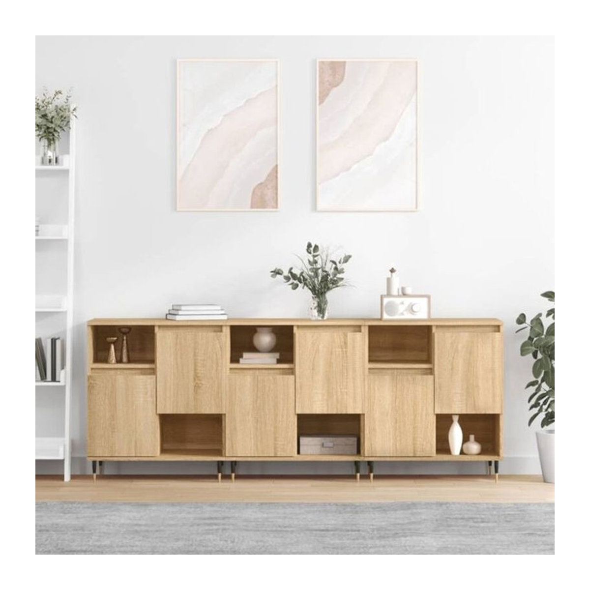 Set aus 3 Sideboards von vidaxl in Sonoma-Eiche Natur aus Holzwerkstoff und Metall im skandinavischen Design, B/H/T: 180 x 70 x 35 cm - Bild 1