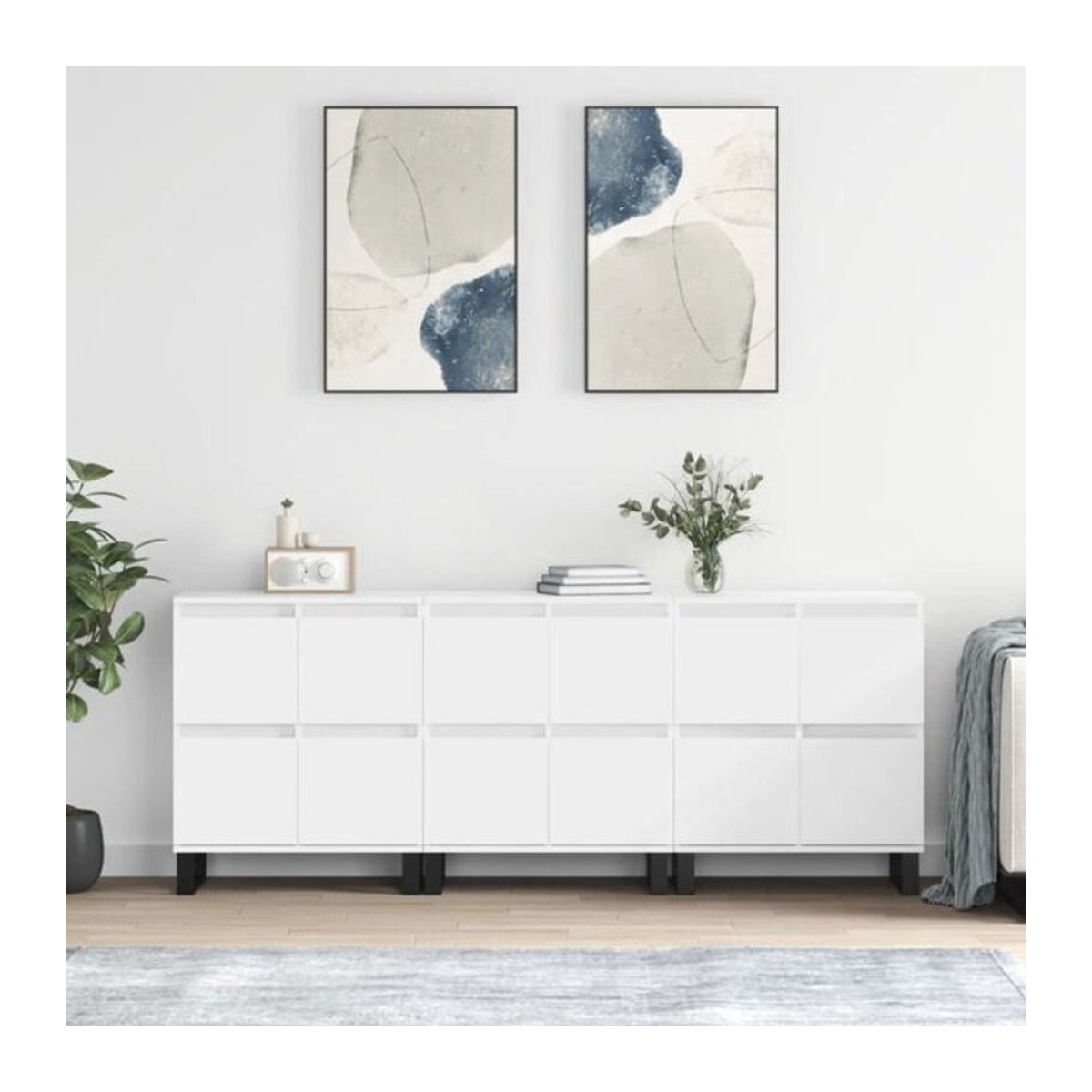 Set aus 3 Sideboards von vidaxl in Weiß aus Holzwerkstoff und Metall im klassischen minimalistischen Design - Bild 1