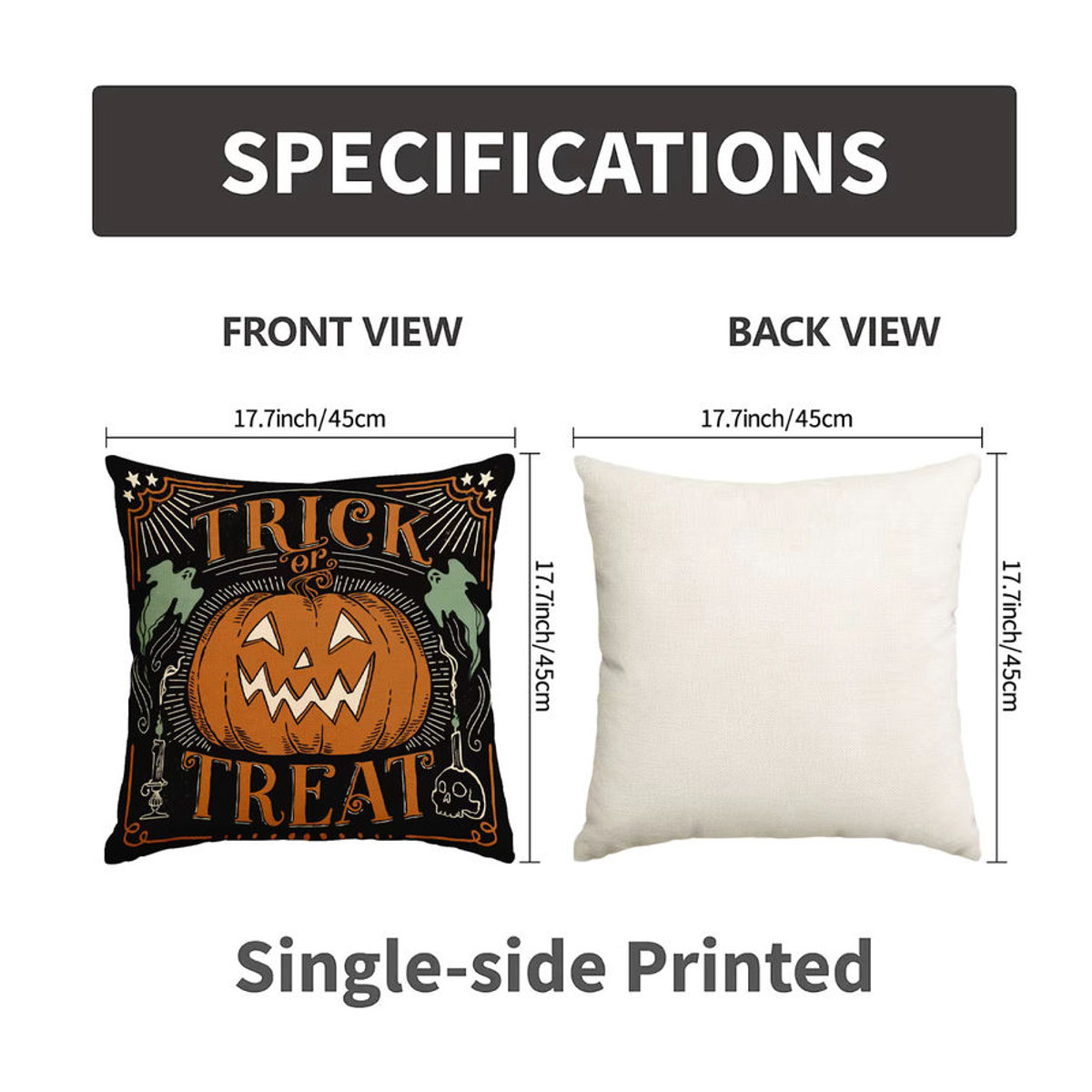 Set aus 4 Retro Halloween Kissenbezügen mit gruseliger Katze, Kürbiskopf und Totenkopf für deine Sofa-Dekoration - Bild 2