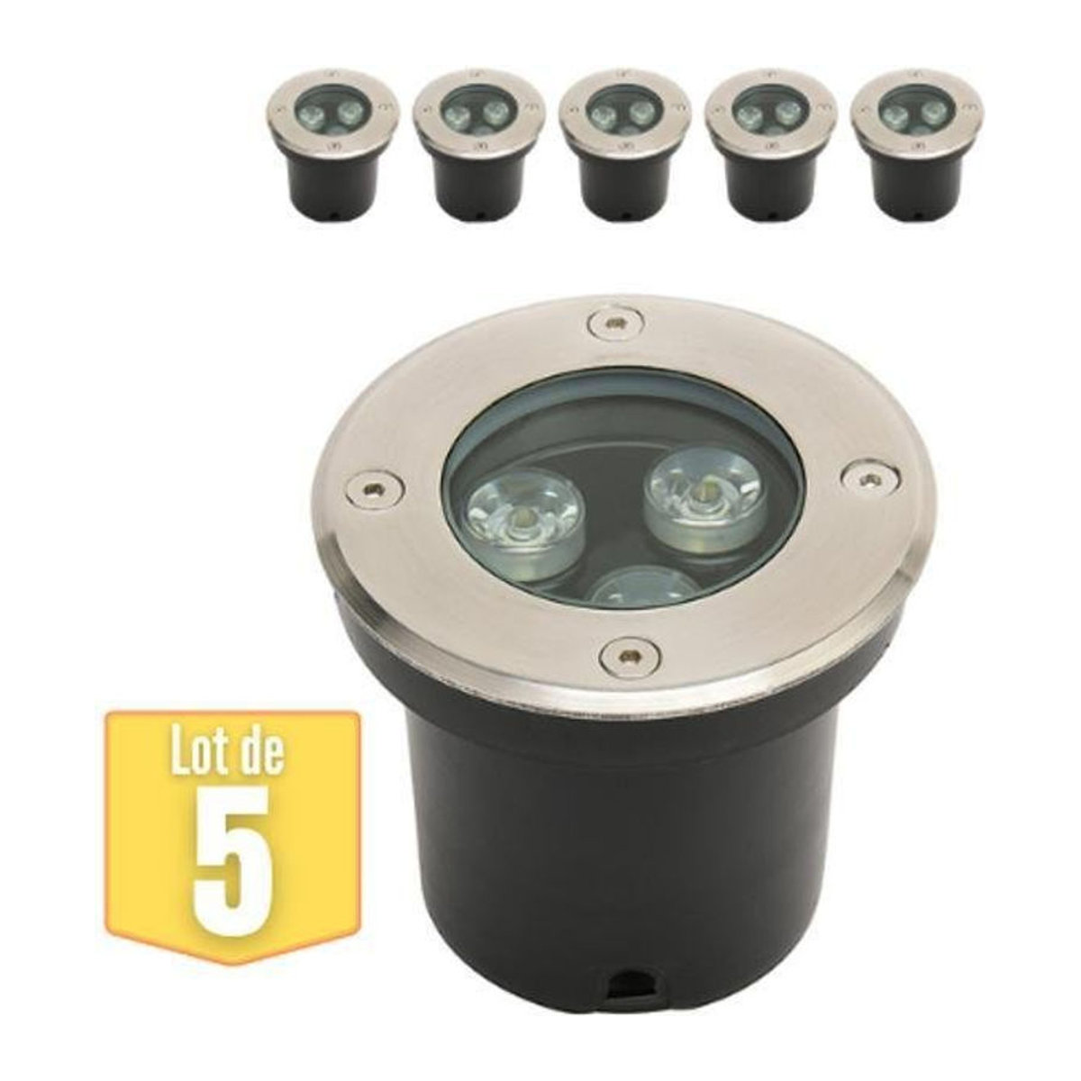 Set aus 5 wasserdichten LED Einbaustrahler 3W 300lm 4000K IP67 in Silber und Weiß Matt - Bild 1