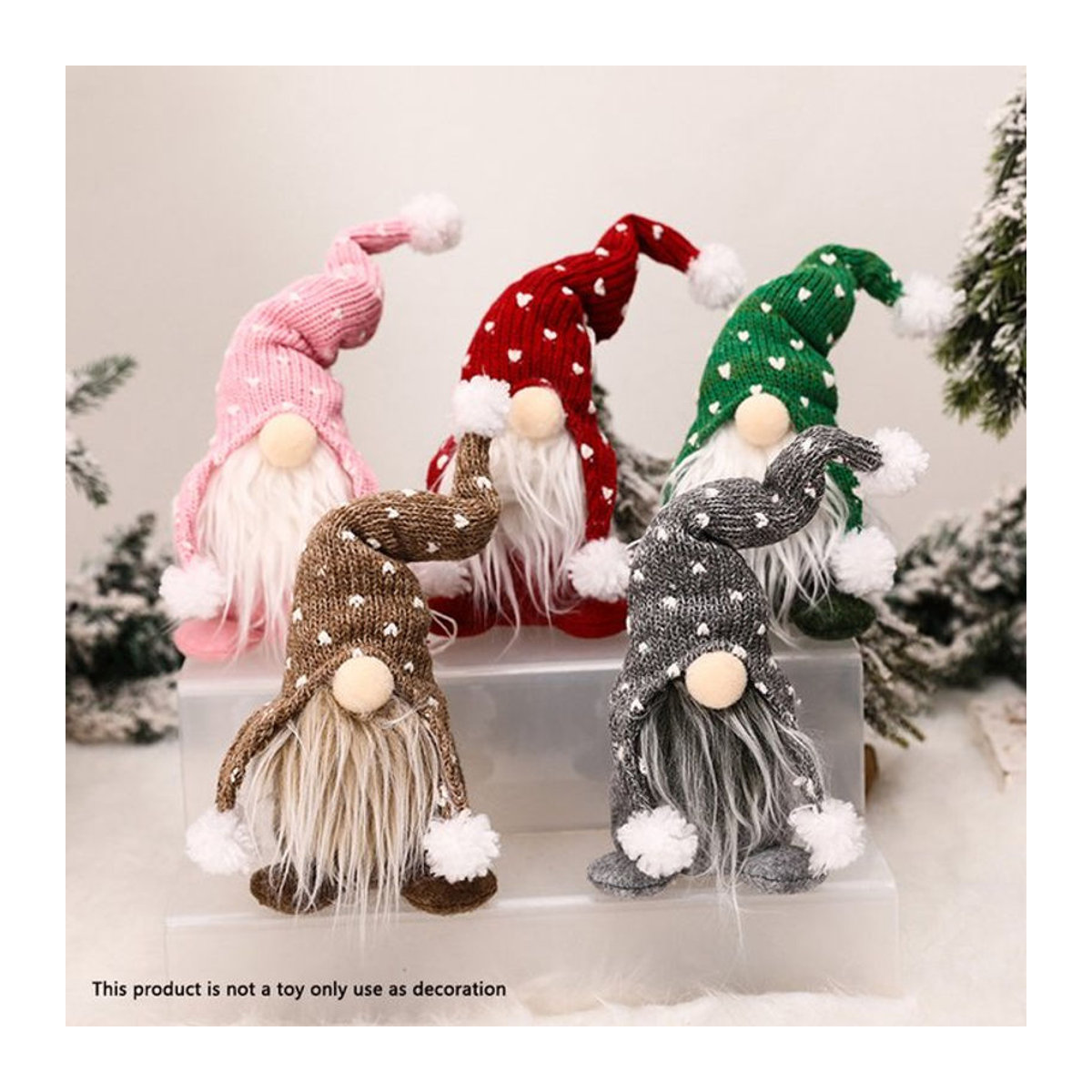 Set aus 5 Weihnachtsmann Bartpuppen aus Textil in Grün und Mehrfarbig zur Weihnachtsdekoration - Bild 1