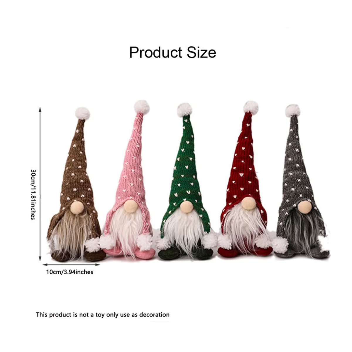 Set aus 5 Weihnachtsmann Bartpuppen aus Textil in Grün und Mehrfarbig zur Weihnachtsdekoration - Bild 3