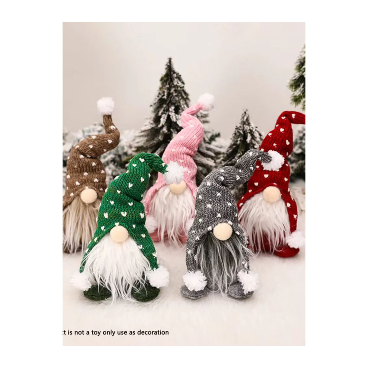 Set aus 5 Weihnachtsmann Bartpuppen aus Textil in Grün und Mehrfarbig zur Weihnachtsdekoration - Bild 4