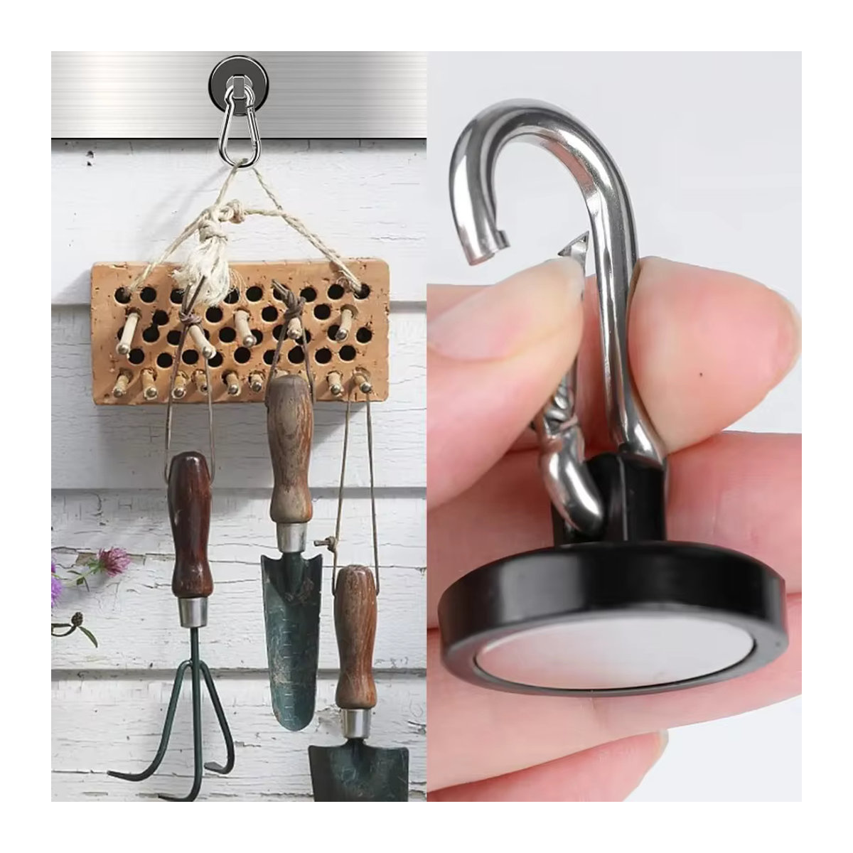Set aus 6 magnetischen Haken in Schwarz mit 360 Grad drehbarer Karabinerschnalle im Industrial Design - Bild 4