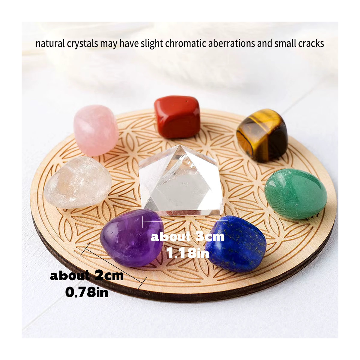 Set aus natürlichen Kristall-Chakra-Pyramiden in Mehrfarbig für deine Feng Shui Desktop-Dekoration - Bild 3