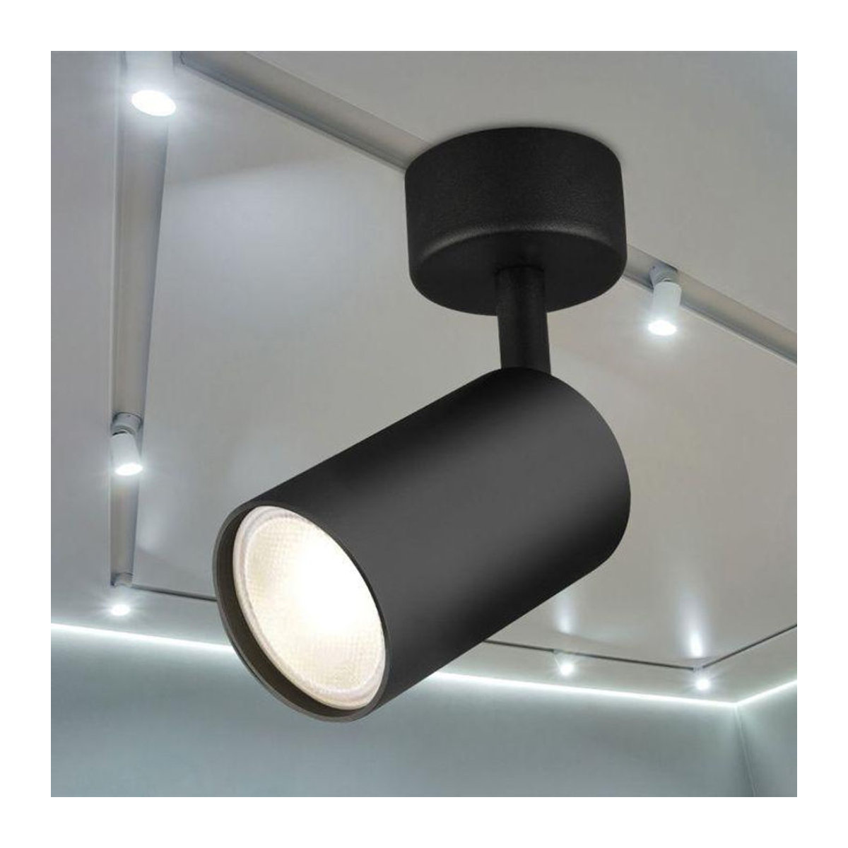 Set mit 5 modernen Deckenstrahlern aus Aluminium in Schwarz mit ausrichtbaren GU10 Fassungen für 35W - Bild 3