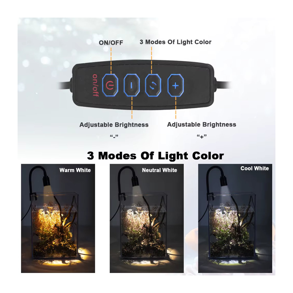 SEVEN MASTER USB Aquarium LED Beleuchtung für Wasserpflanzen, Super Slim Wasserdichte Clip-on Lampe, 3W, Minimalistisch - Bild 2