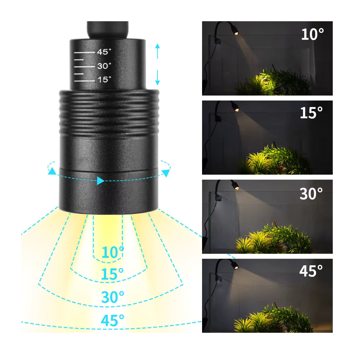 SEVEN MASTER USB Aquarium LED Beleuchtung für Wasserpflanzen, Super Slim Wasserdichte Clip-on Lampe, 3W, Minimalistisch - Bild 4