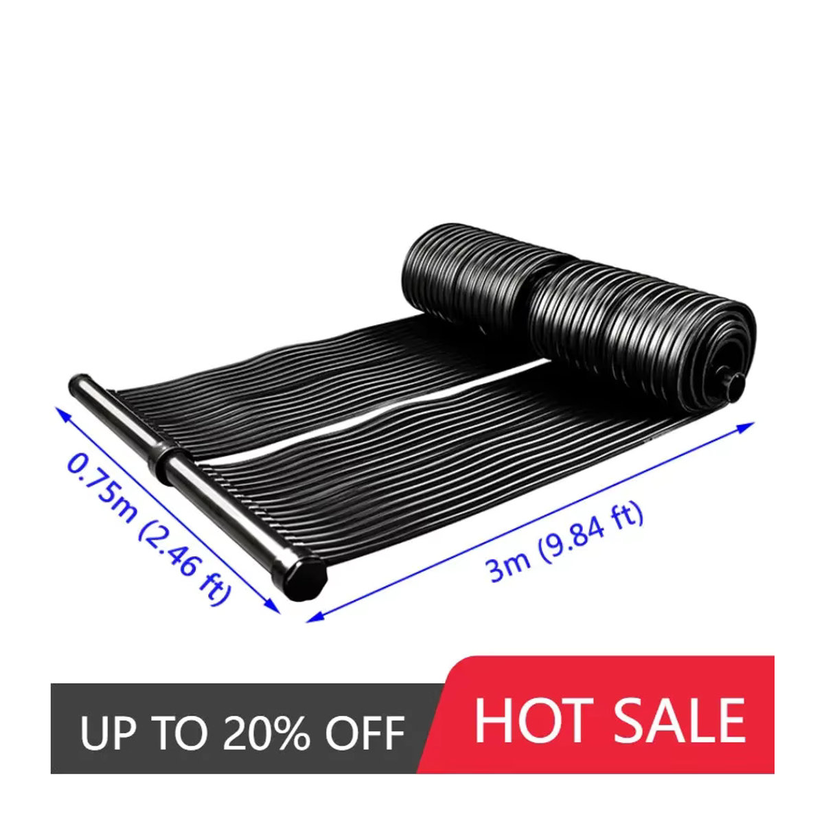 SEVENMOONS Solar Poolheizmatte aus Gummi in Schwarz, B: 3 m, T: 0,75 m, Modell EP602 - Bild 1