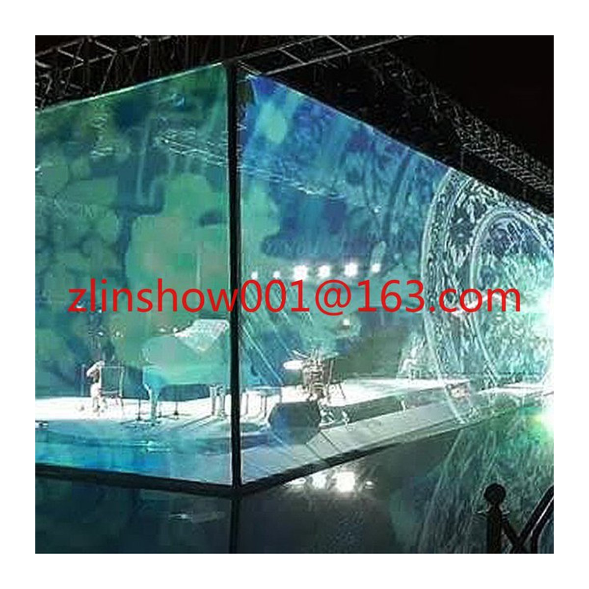 SEVENMOONS Tragbare holografische Mesh-Projektor-Leinwand aus Textil, transparent, weiß, rechteckig - Bild 1