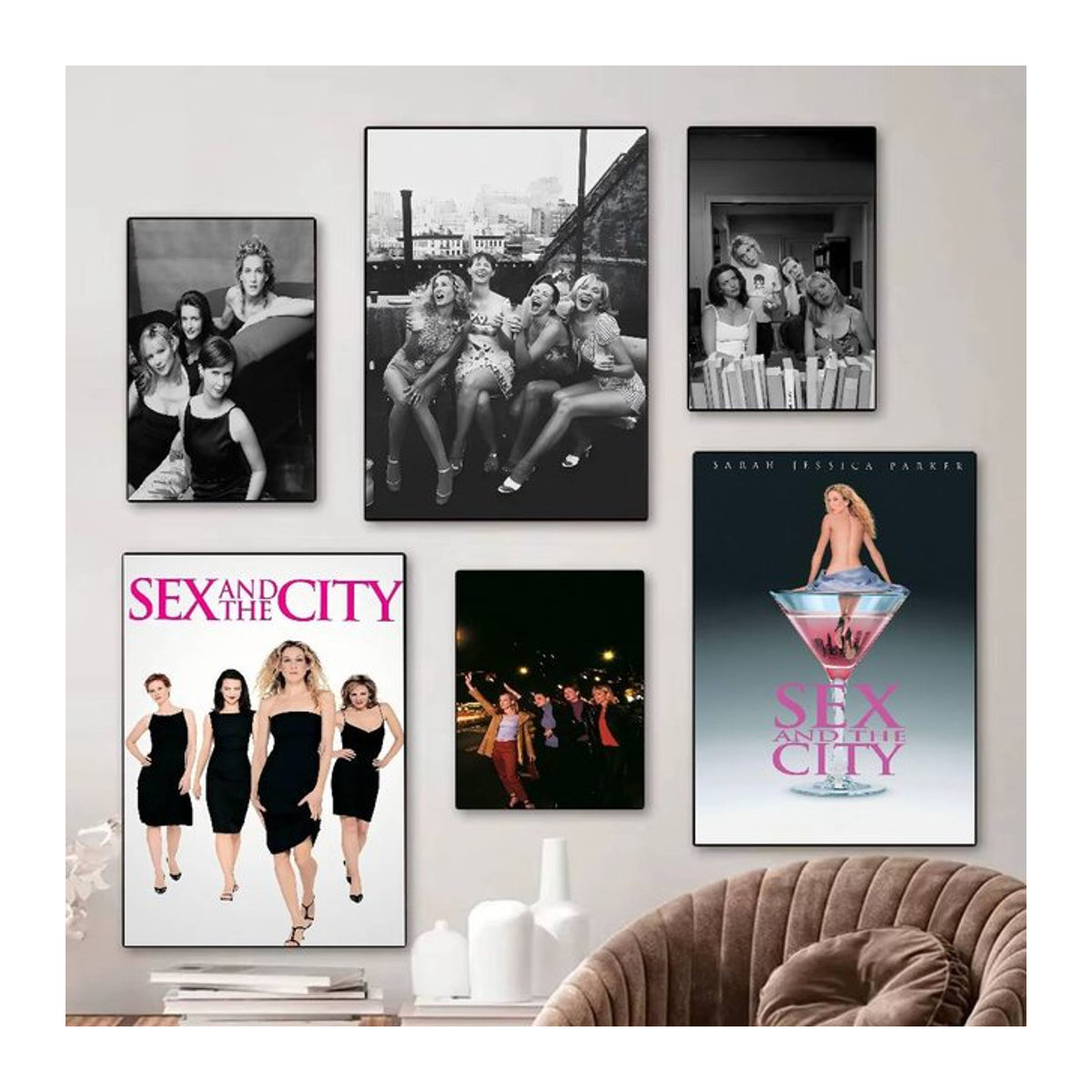 Sex And The City Anime DIY Klebeposter in Weiß und Mehrfarbig, Skandinavischer Nordic Home Decor Wandposter aus Papier im Hochformat - Bild 1