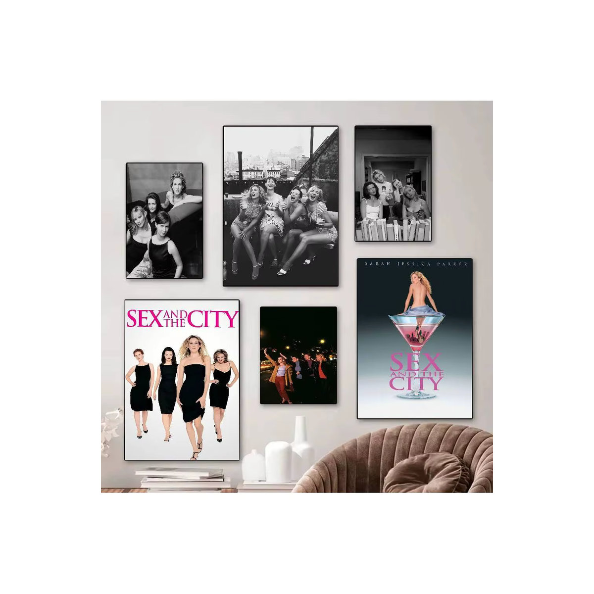 Sex And The City Anime DIY Klebeposter in Weiß und Mehrfarbig, Skandinavischer Nordic Home Decor Wandposter aus Papier im Hochformat - Bild 7