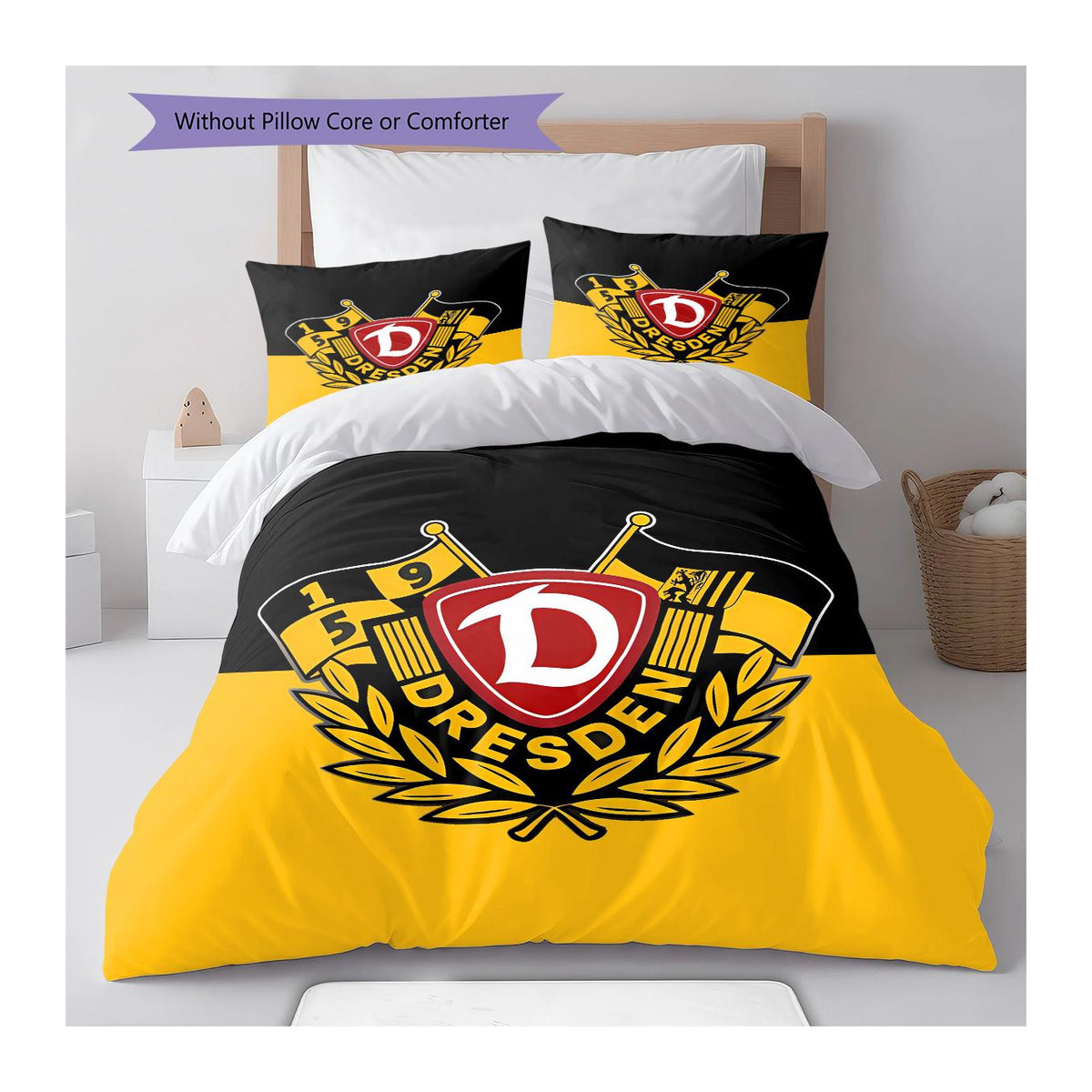 SG Dynamo Dresden Muster Bettwäsche Set in Gelb mit 1 Bettbezug und 2 Kissenbezügen, B/H: 240 x 220 cm - Bild 2