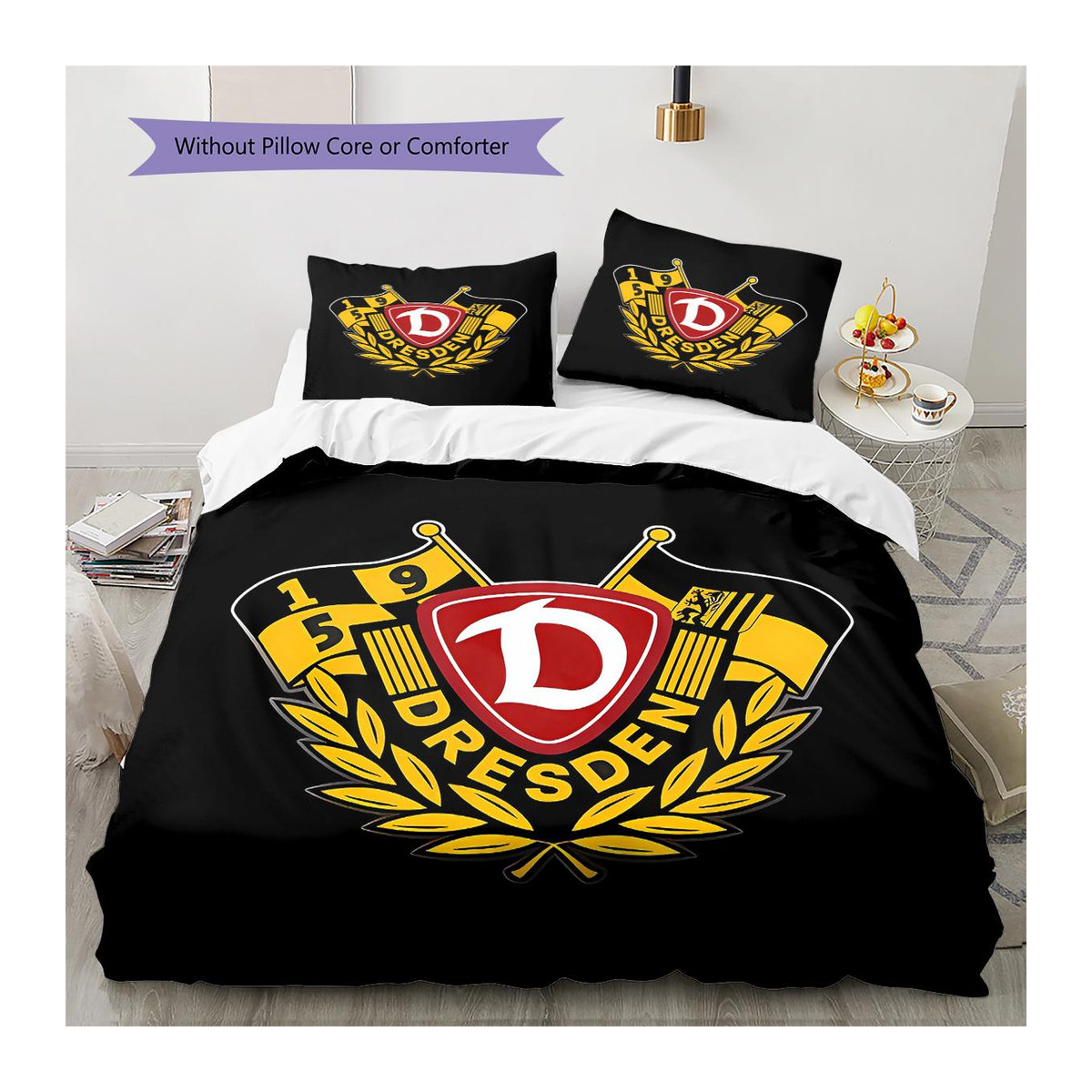SG Dynamo Dresden Muster Bettwäsche Set in Gelb mit 1 Bettbezug und 2 Kissenbezügen, B/H: 240 x 220 cm - Bild 3