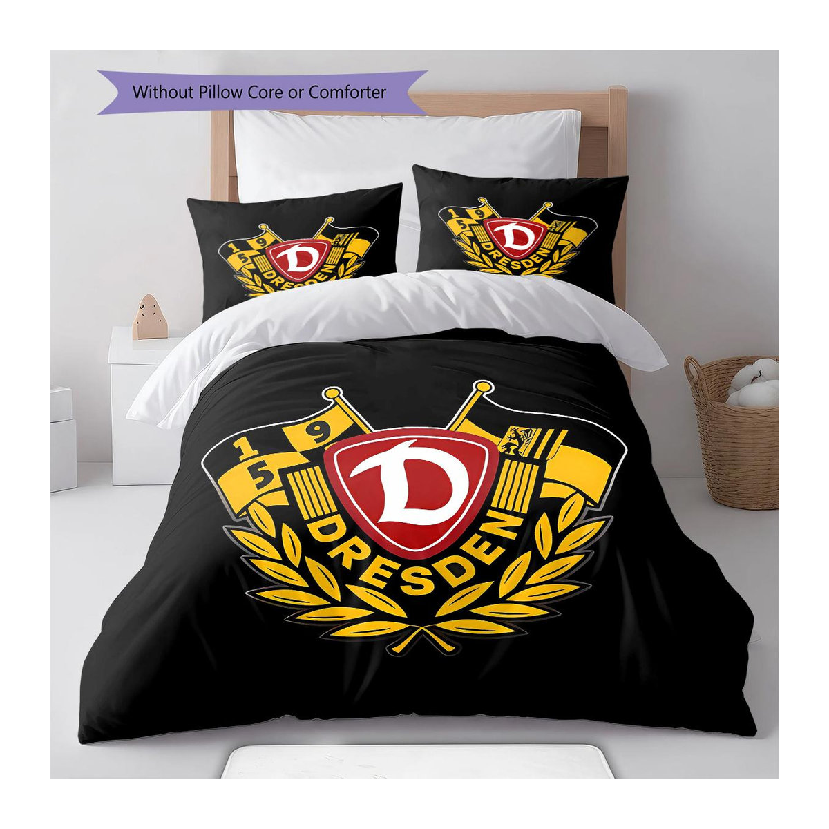 SG Dynamo Dresden Muster Bettwäsche Set in Gelb mit 1 Bettbezug und 2 Kissenbezügen, B/H: 240 x 220 cm - Bild 4