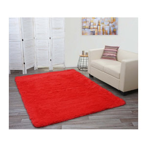 Shaggy Teppich Läufer MCW-F69 Hochflor Langflor in Rot, B/T: 230 x 160 cm
