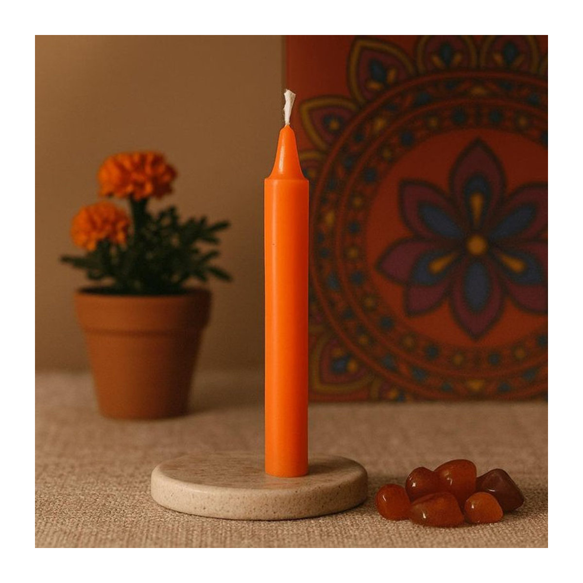 SHAMTAM Sakralchakra Stabkerzen aus Wachs in Orange, 12er Pack - Bild 1