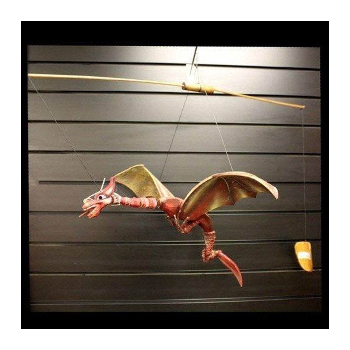 SHAMTAM Windspiel Drache aus Kokosnuss und Holz in Rot und Bronze-Gold, Höhe: 46 cm - Bild 2