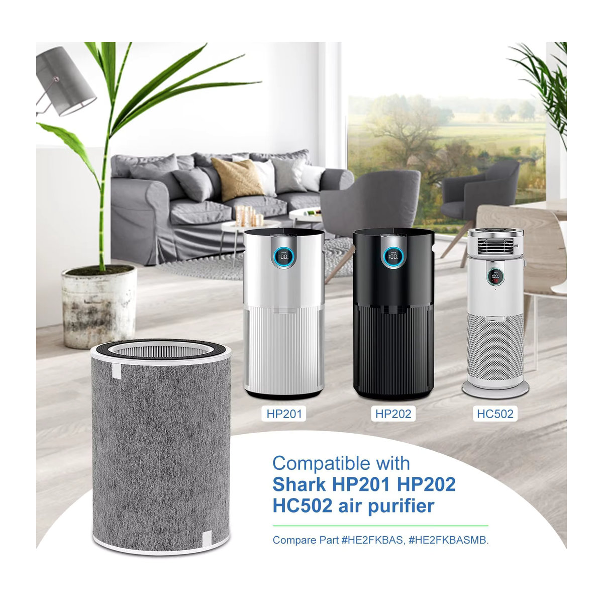 Shark Ersatzfilter HP201 HP202 für Shark HP200 Series, HP302 und HC502 Air Purifier MAX, 3-in-1 H13 Grade Filter, Grau - Bild 5