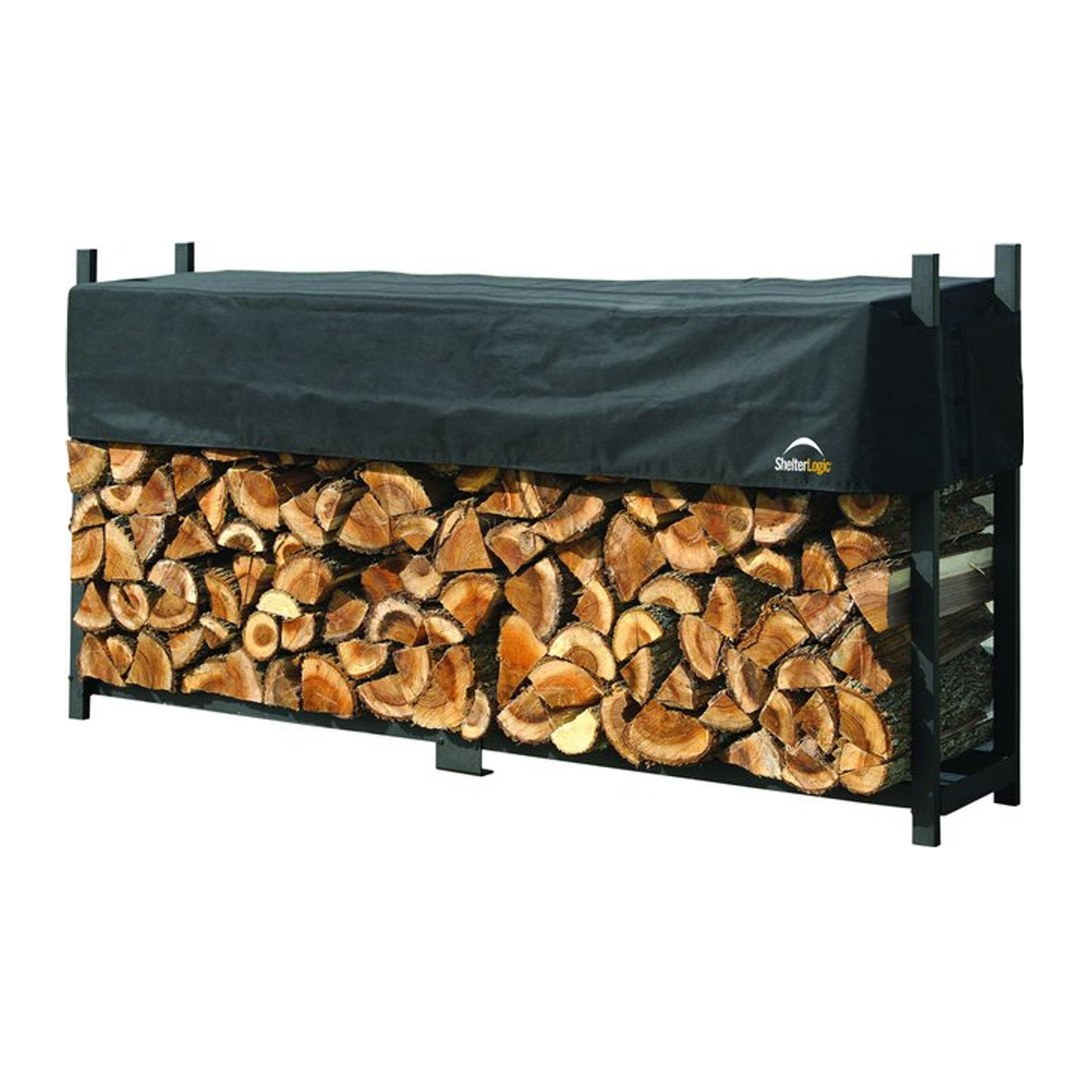 Shelter Logic Kaminholzregal aus Stahl mit Abdeckung, Schwarz, B/T/H: 240 x 36 x 119 cm - Bild 1