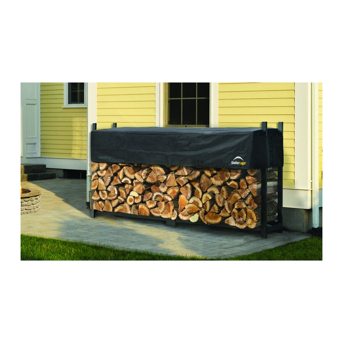 Shelter Logic Kaminholzregal aus Stahl mit Abdeckung, Schwarz, B/T/H: 240 x 36 x 119 cm - Bild 2