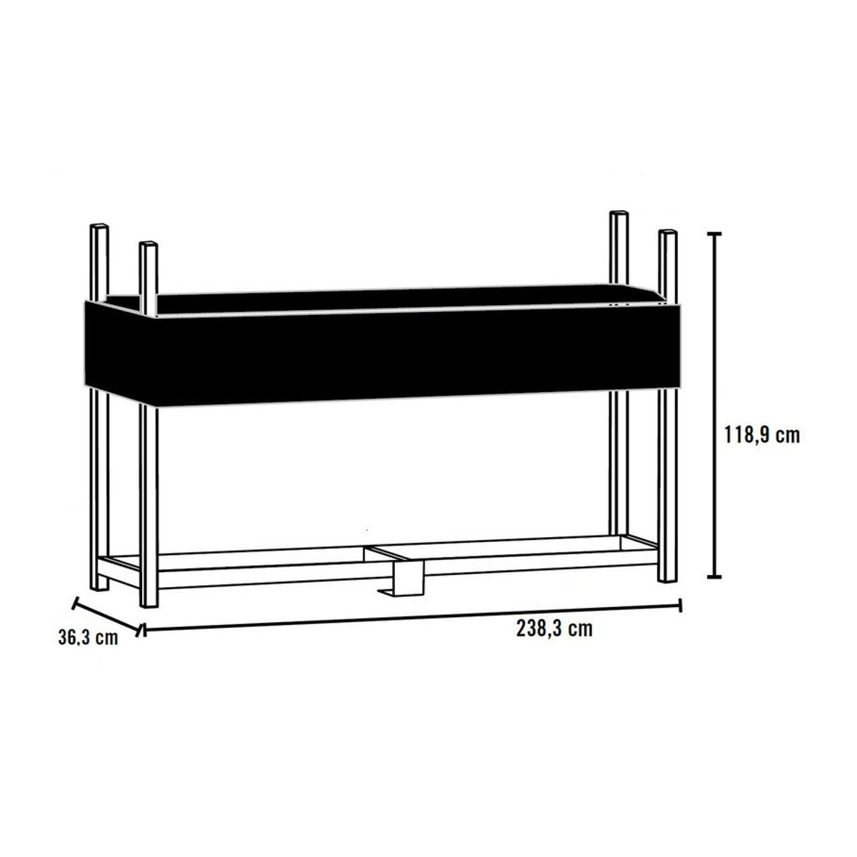 Shelter Logic Kaminholzregal aus Stahl mit Abdeckung, Schwarz, B/T/H: 240 x 36 x 119 cm - Bild 3