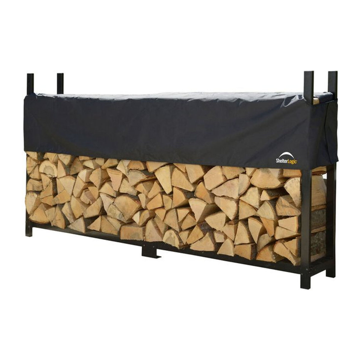 Shelter Logic Kaminholzregal aus Stahl mit Abdeckung, Schwarz, B/T/H: 240 x 36 x 119 cm - Bild 4