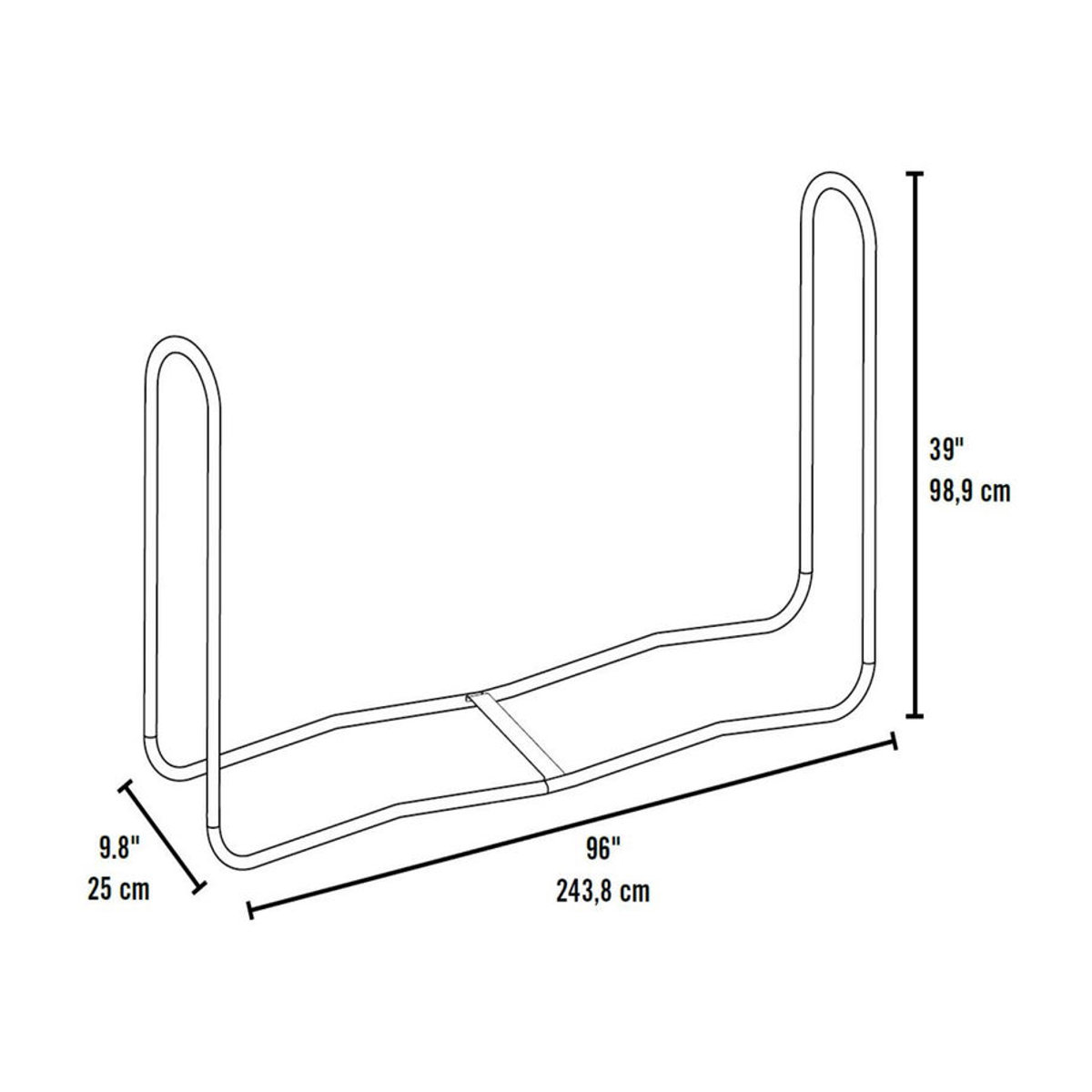 Shelter Logic Metall Kaminholzregal Industrial Schwarz B: 244 cm, T: 25 cm, H: 99 cm - Bild 2