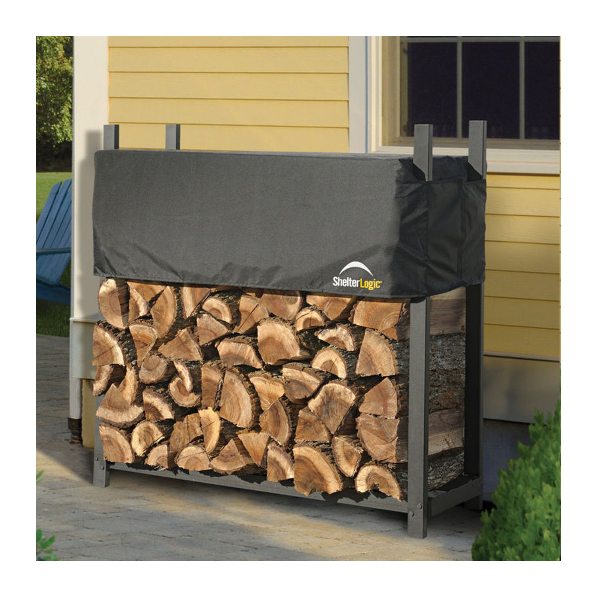 Shelter Logic Metall Kaminholzregal mit Abdeckung, schwarz, B/T/H: 120 x 36 x 119 cm - Bild 2