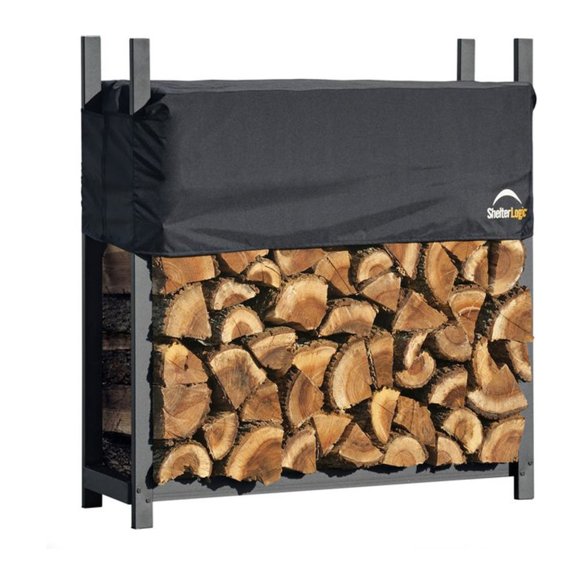 Shelter Logic Metall Kaminholzregal mit Abdeckung, schwarz, B/T/H: 120 x 36 x 119 cm - Bild 3