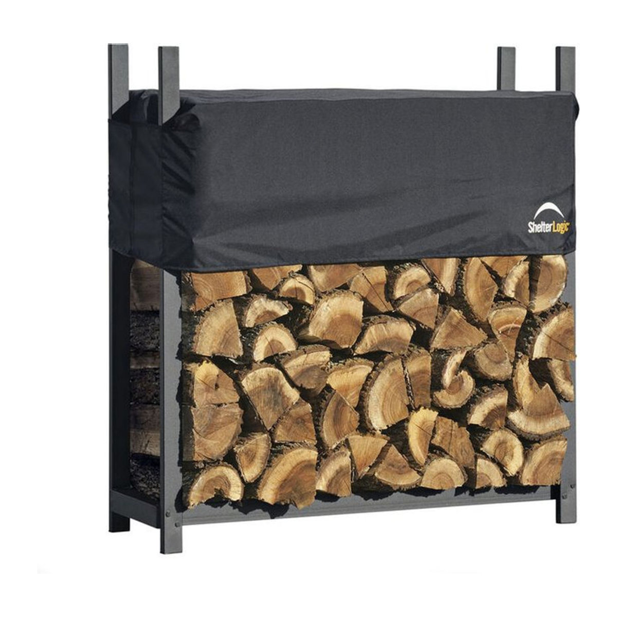 Shelter Logic Metall Kaminholzregal mit Abdeckung, schwarz, B/T/H: 120 x 36 x 119 cm - Bild 4