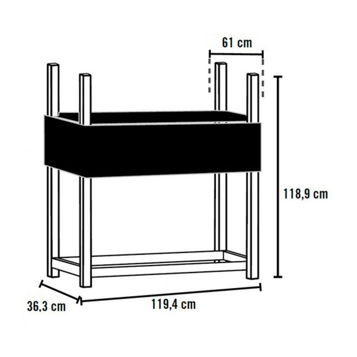 Shelter Logic Metall Kaminholzregal mit Abdeckung, schwarz, B/T/H: 120 x 36 x 119 cm - Bild 6