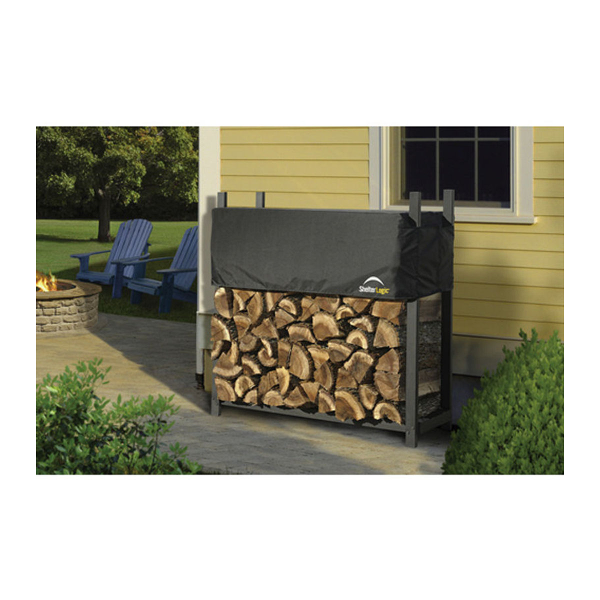 Shelter Logic Metall Kaminholzregal mit Abdeckung, schwarz, B/T/H: 120 x 36 x 119 cm - Bild 7