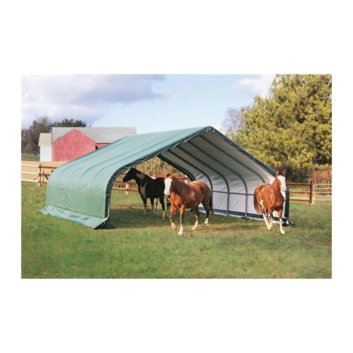 Shelter Logic Weidezelt Run-In-Shed in Grün aus Kunststoff und Stahl, B/T/H: 670 x 610 x 320 cm - Bild 6