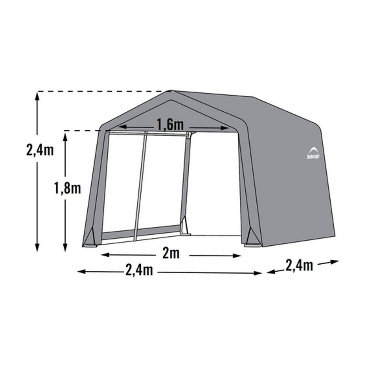 ShelterLogic Foliengerätehaus Zeltgarage aus Kunststoff in Grau und Grün B/H/T: 240 x 240 x 240 cm - Bild 2