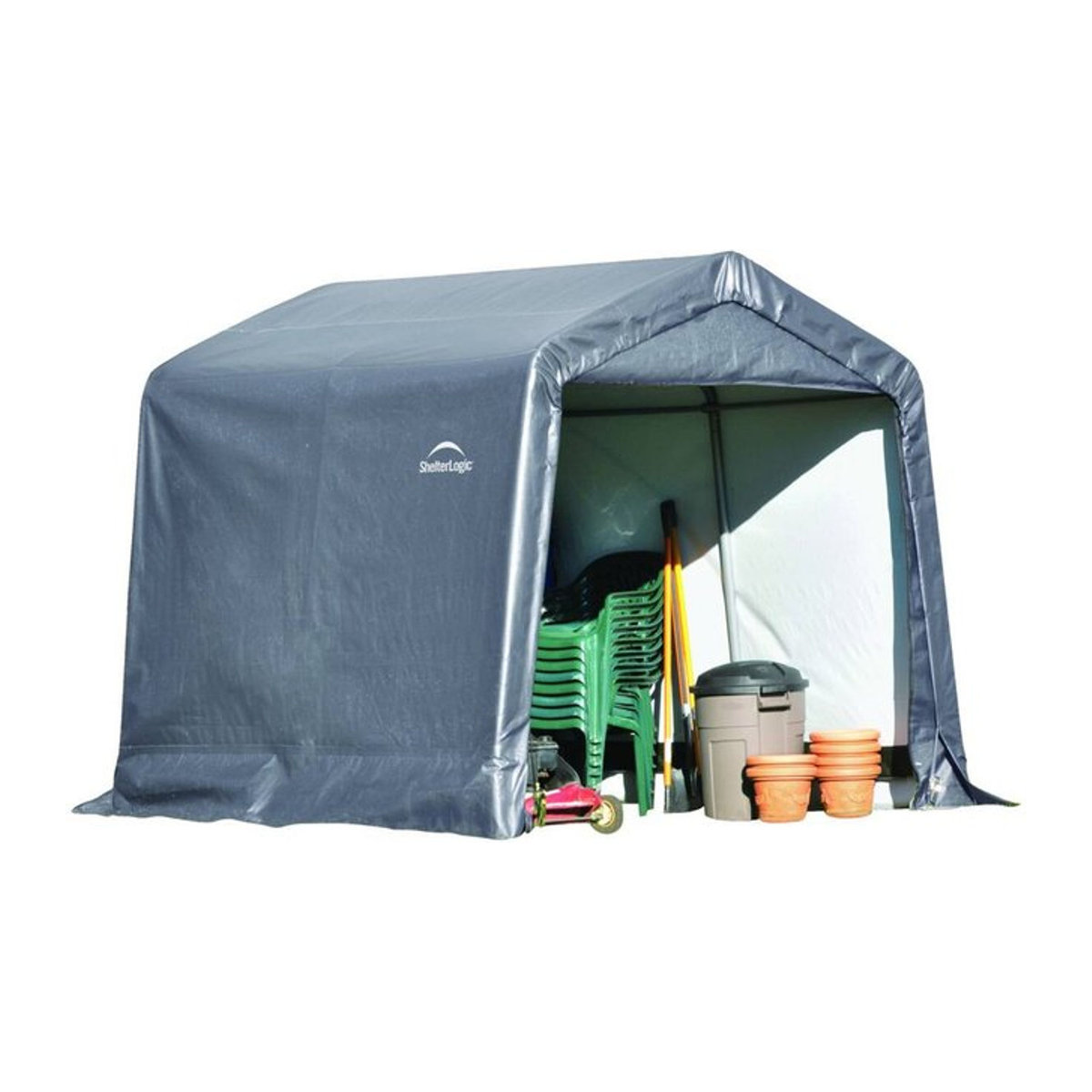 ShelterLogic Foliengerätehaus Zeltgarage aus Kunststoff in Grau und Grün B/H/T: 240 x 240 x 240 cm - Bild 3