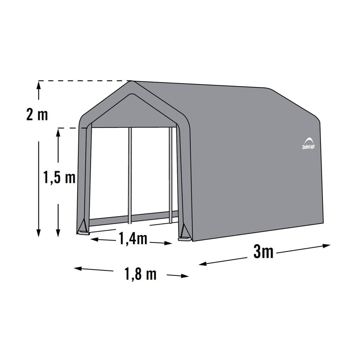 ShelterLogic Gartenhaus Shed-in-a-Box aus Kunststoff und Metall in Grau B/H/L: 180 x 200 x 300 cm - Bild 3