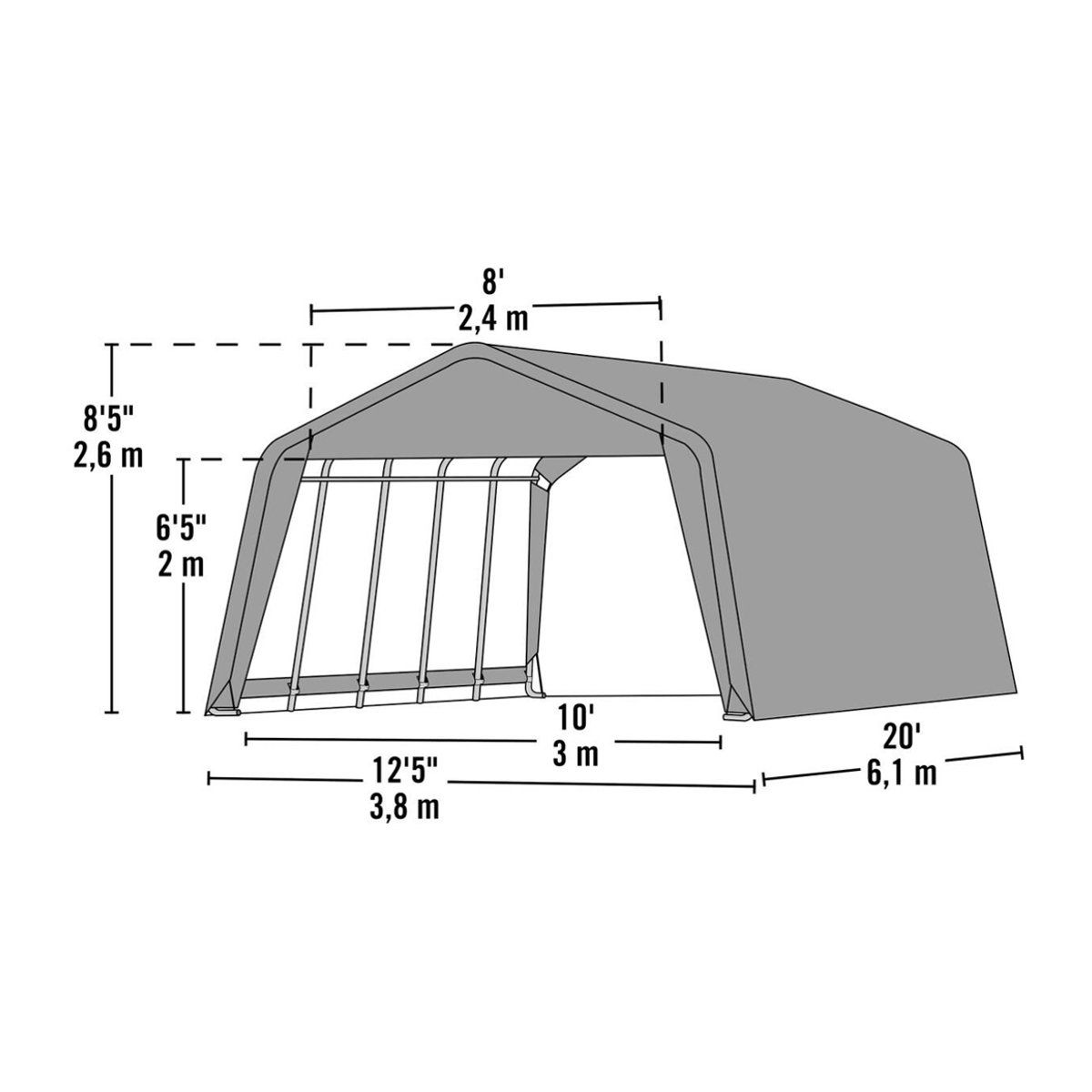 ShelterLogic Weidezelt in Grün mit einer Fläche von 23,18 m², B/H/T: 380 x 260 x 610 cm - Bild 2
