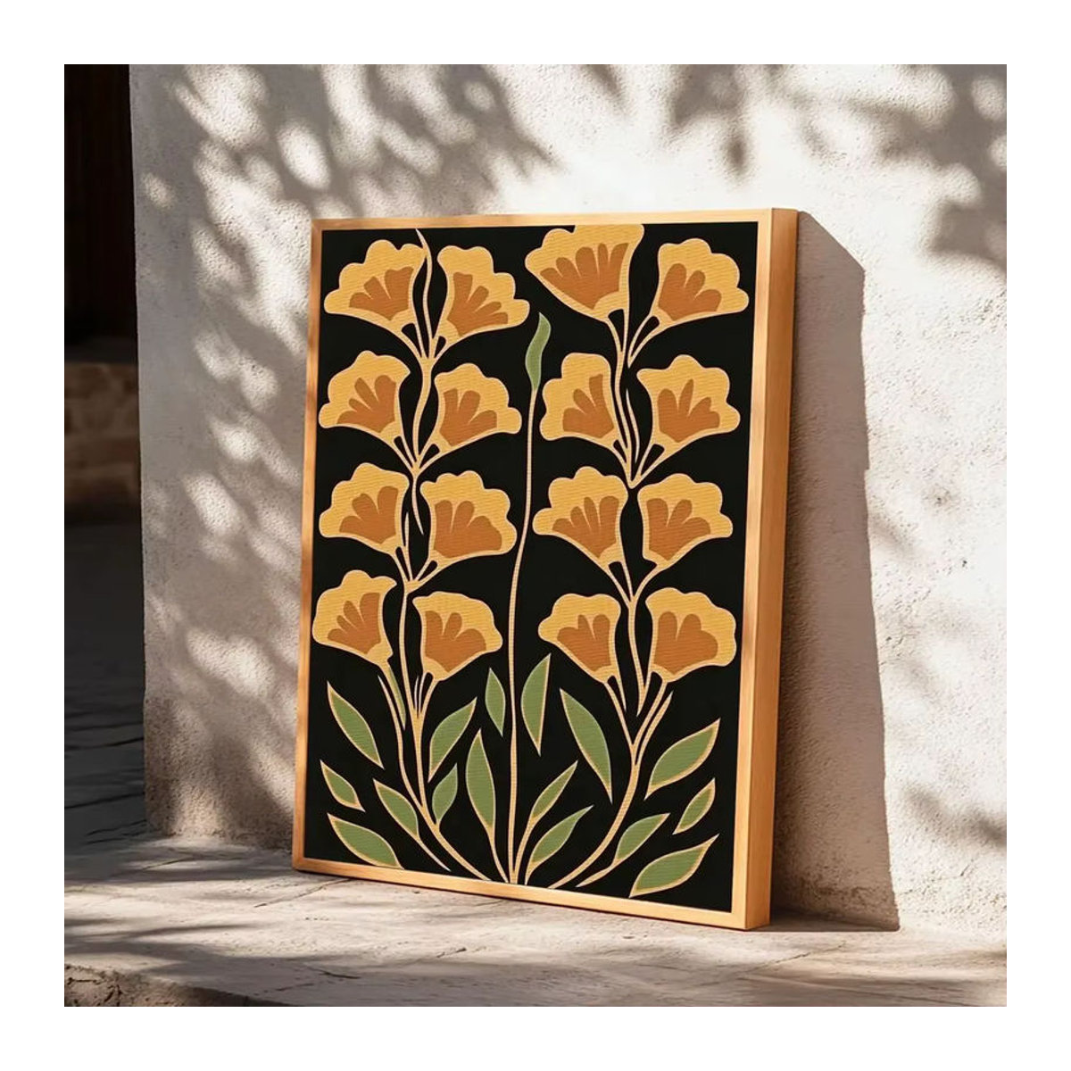 SHENCHEN Abstrakte Blumen Wanddekoration als Leinwanddruck im Boho-Stil, gelb und mehrfarbig, florale Kunst im Hochformat - Bild 7
