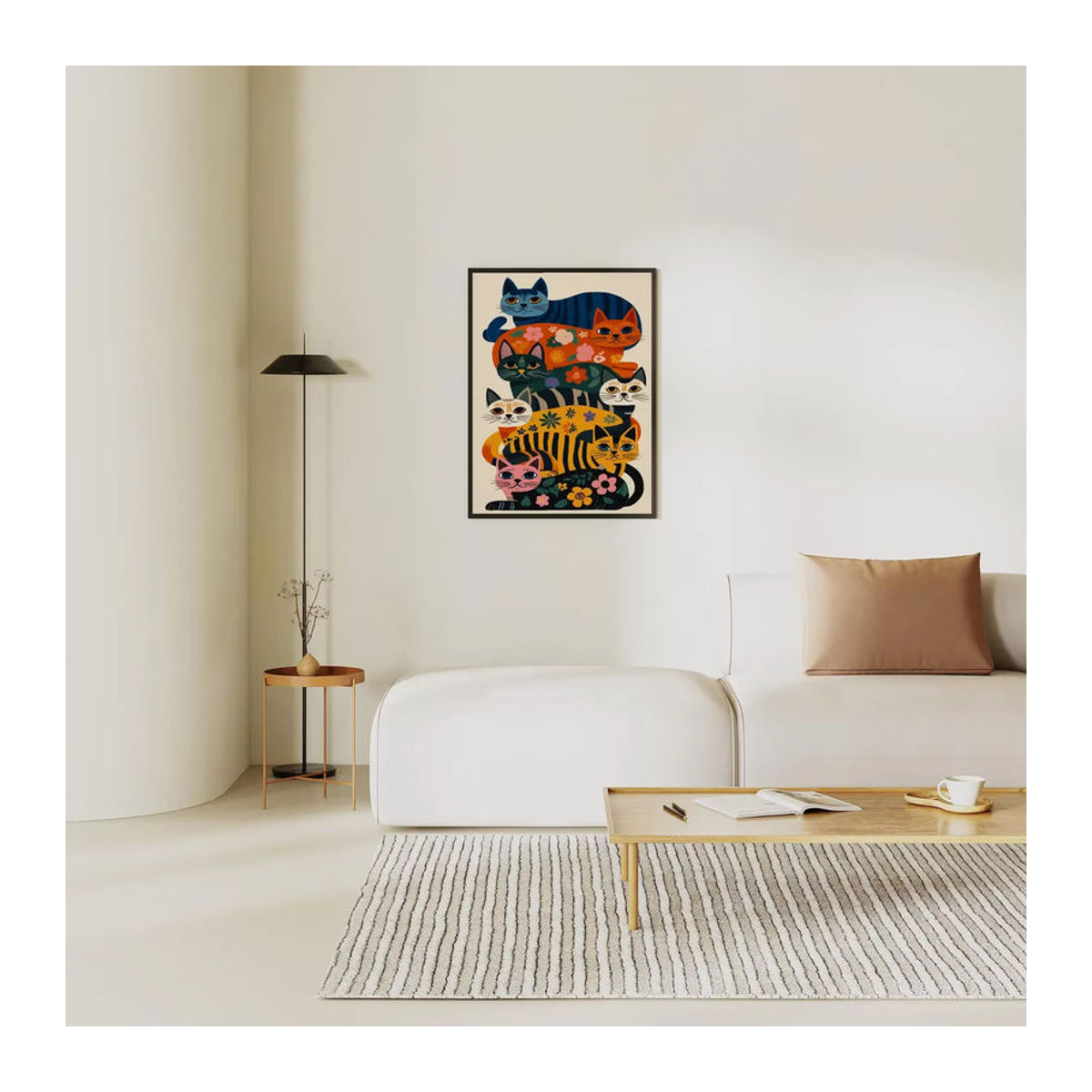 SHENCHEN Katzen-Wanddekoration mit floralem Design in Mehrfarbig, Bohemian Stil, Rechteckiges Holzposter im Hochformat - Bild 5