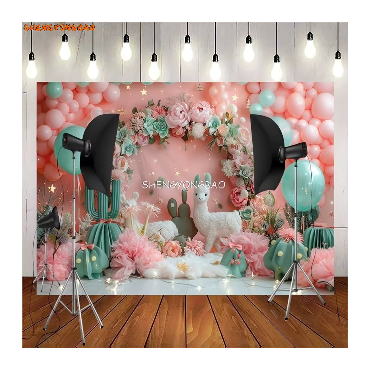 SHENGYONGBAO Fotohintergrund für Geburtstag und Baby Shower mit buntem Ballonbogen in Mehrfarbig - Bild 3