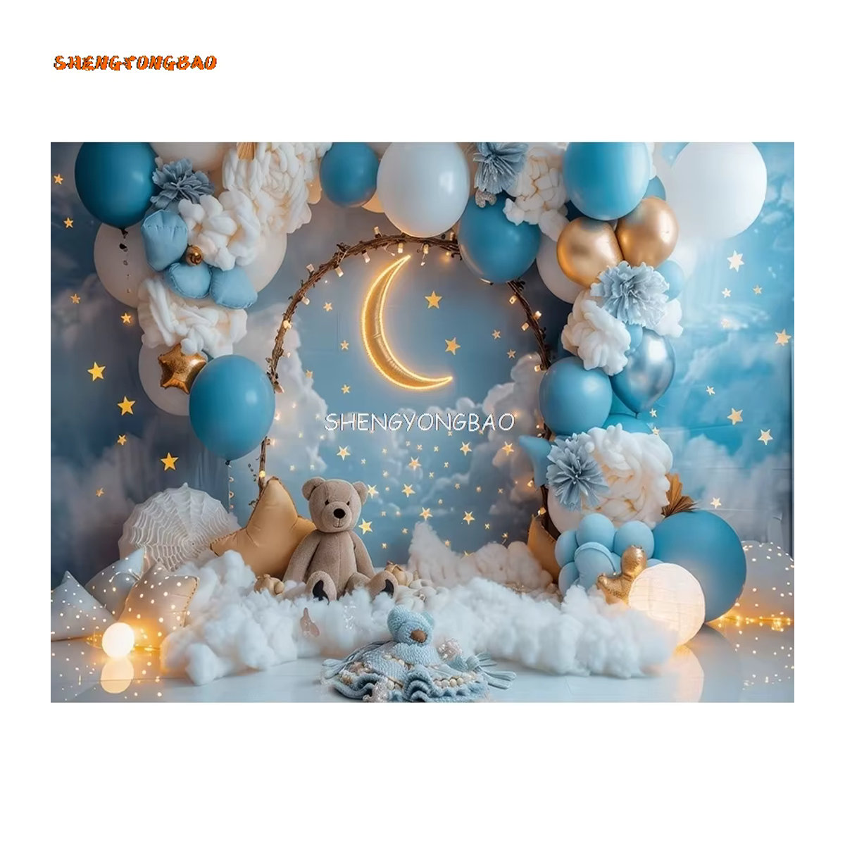 SHENGYONGBAO Fotohintergrund für Geburtstag und Baby Shower mit buntem Ballonbogen in Mehrfarbig - Bild 4