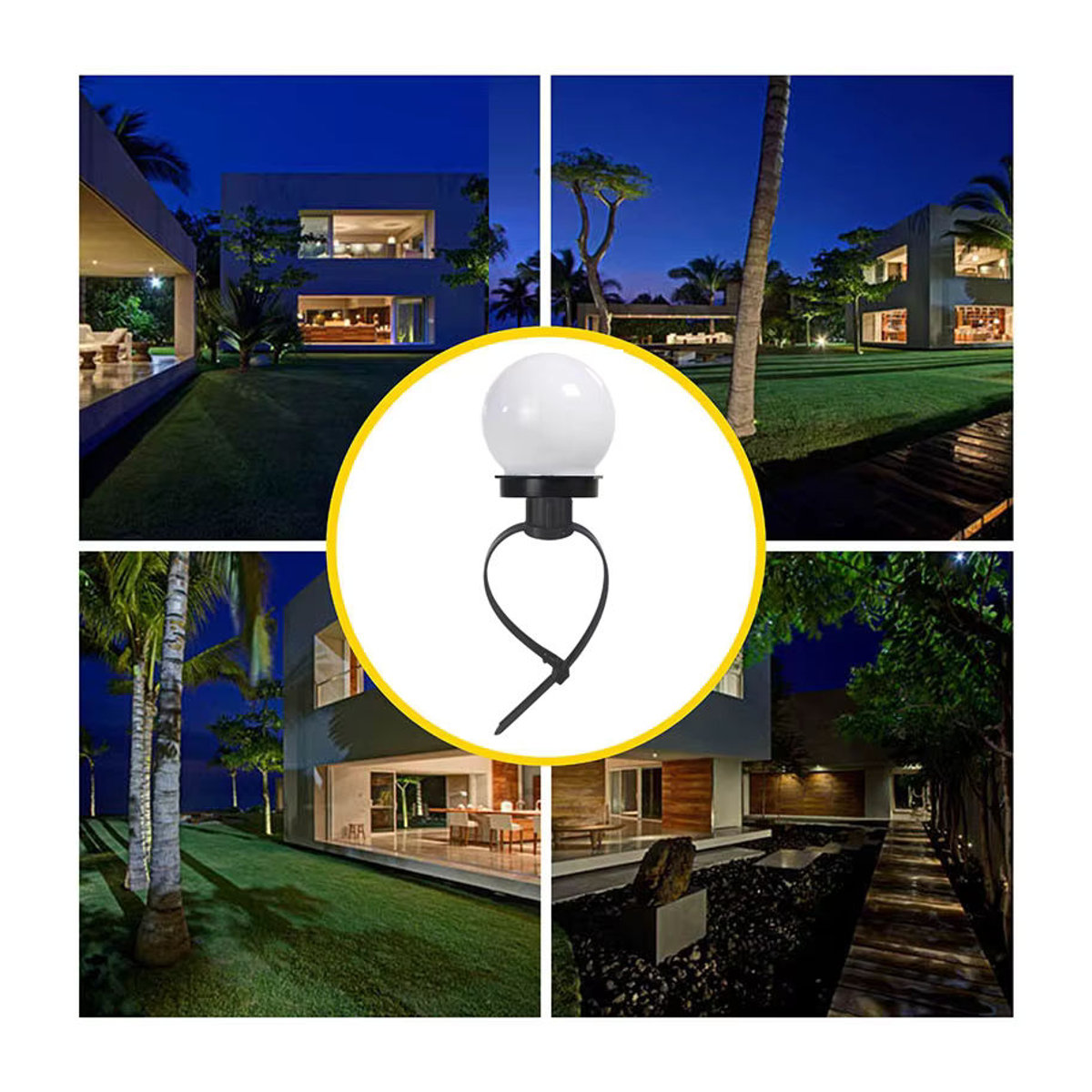SHENZHITECH 2er Set Solar Outdoor LED Kugelleuchten Weiß Minimalistisch Wasserdichte Gartenbeleuchtung für Terrasse und Hof - Bild 4