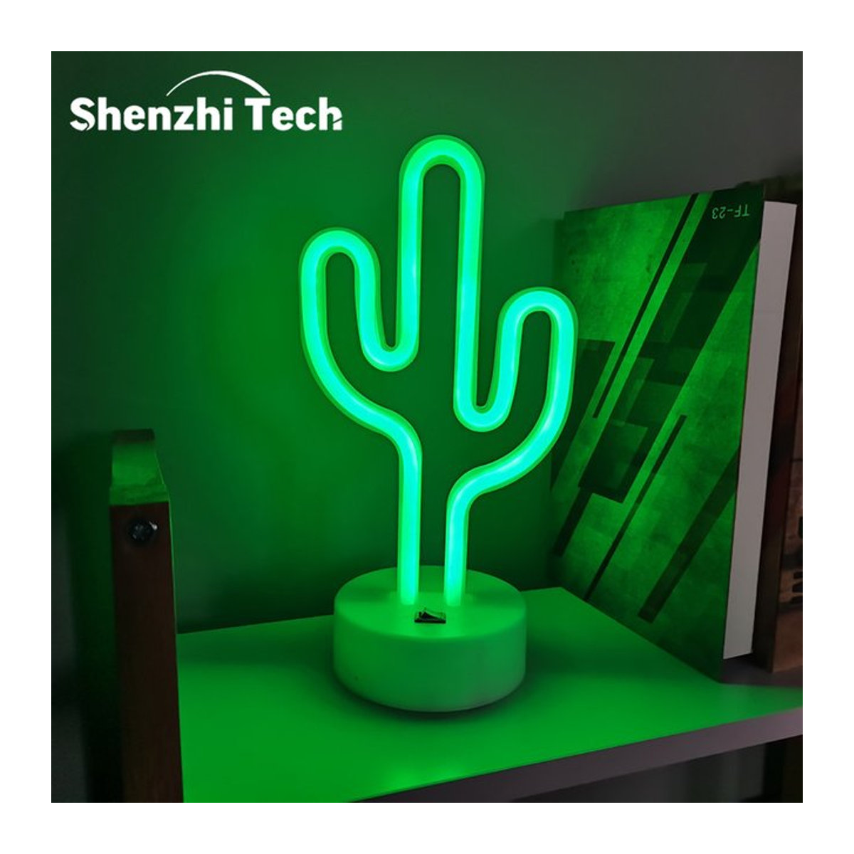 SHENZHITECH Kaktus LED-Neon-Tischlampe in Grün für moderne Heimdekoration - Bild 1