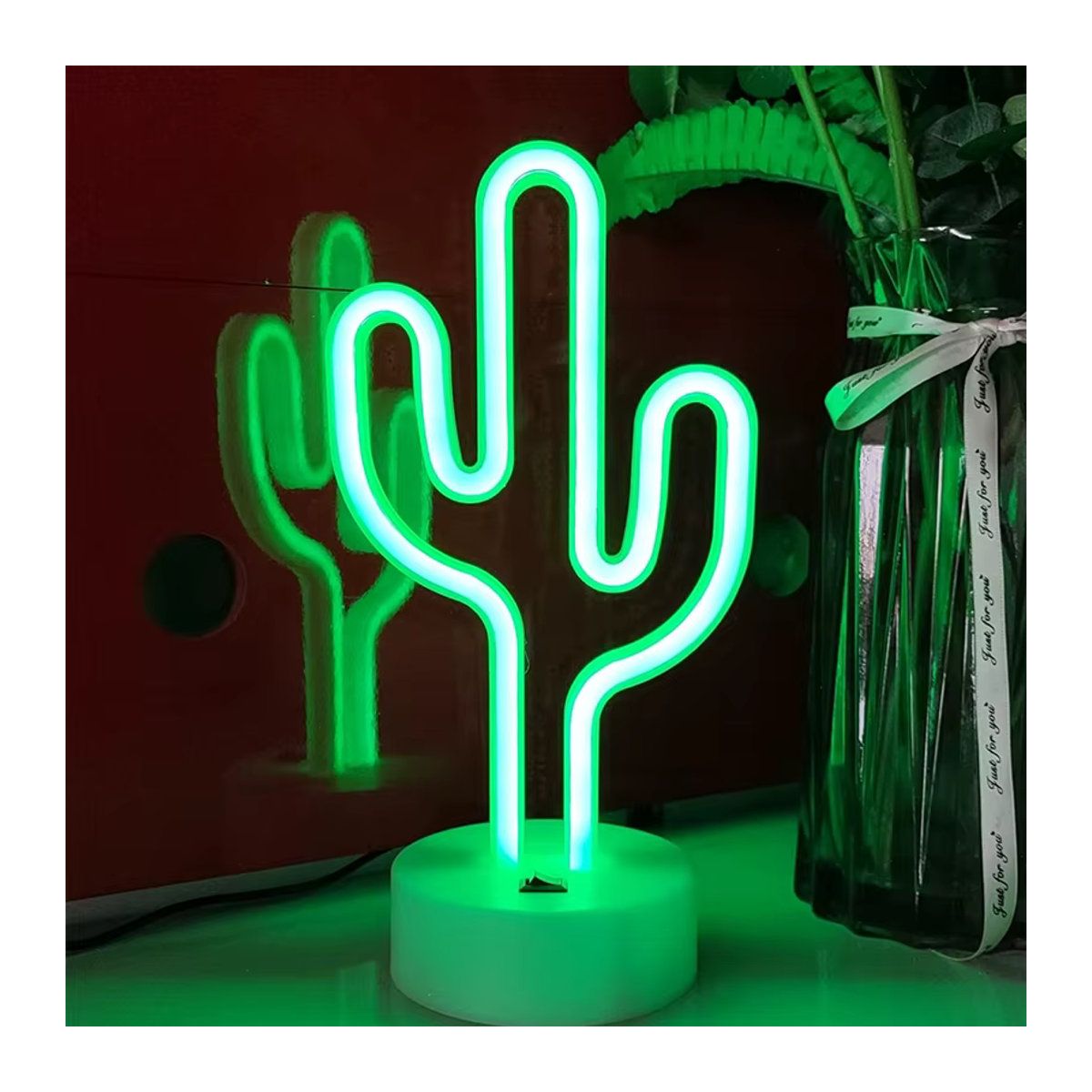 SHENZHITECH Kaktus LED-Neon-Tischlampe in Grün für moderne Heimdekoration - Bild 4
