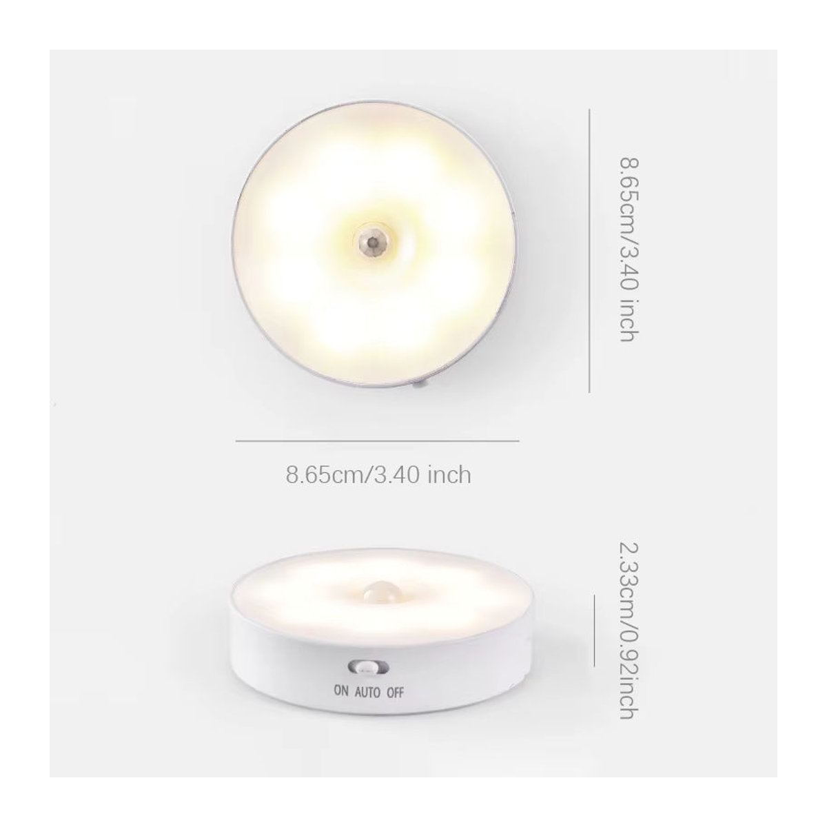 SHENZHITECH LED Möbelbeleuchtung mit Bewegungsmelder als minimalistische Nachtlampe in Weiß, wiederaufladbar per USB - Bild 2