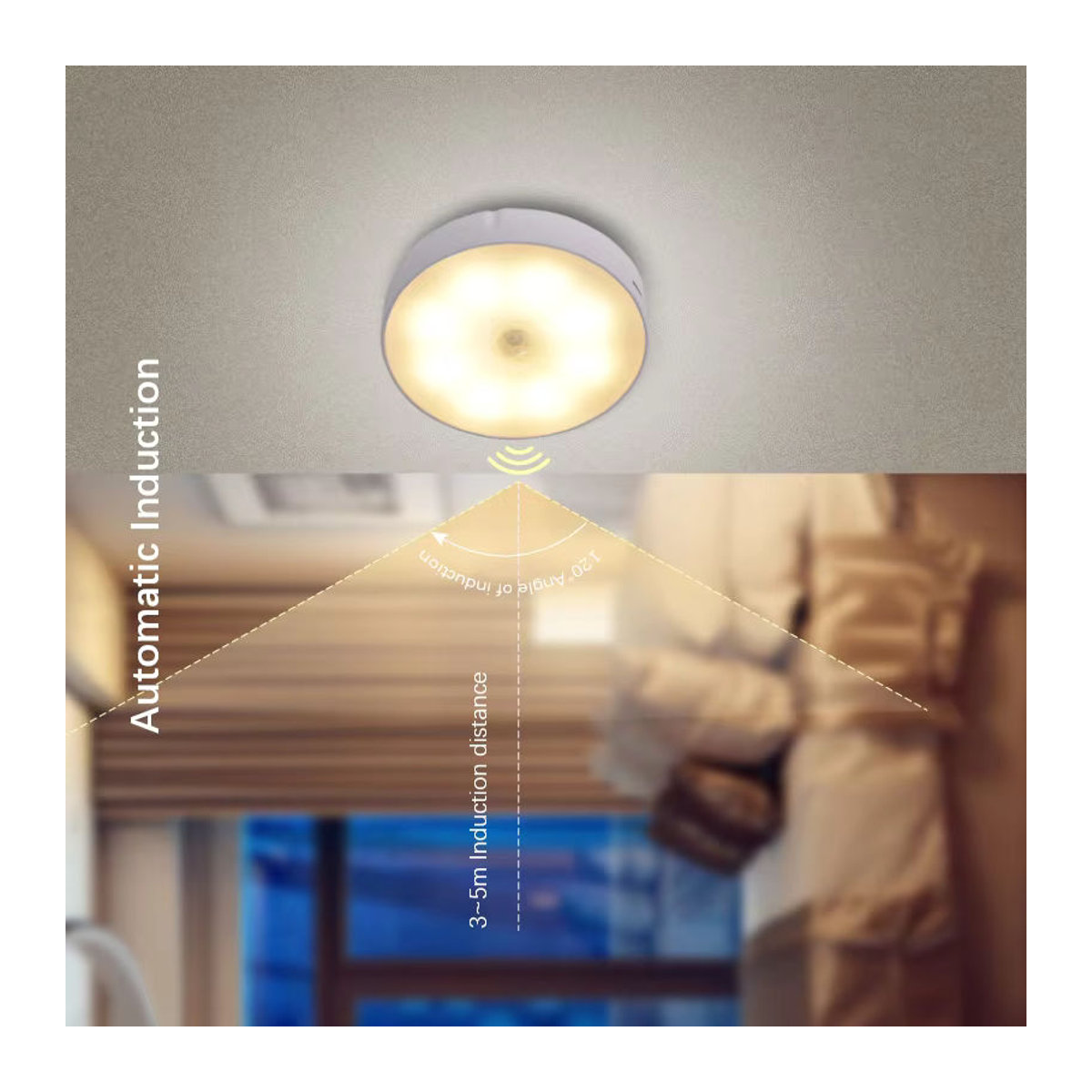 SHENZHITECH LED Möbelbeleuchtung mit Bewegungsmelder als minimalistische Nachtlampe in Weiß, wiederaufladbar per USB - Bild 4