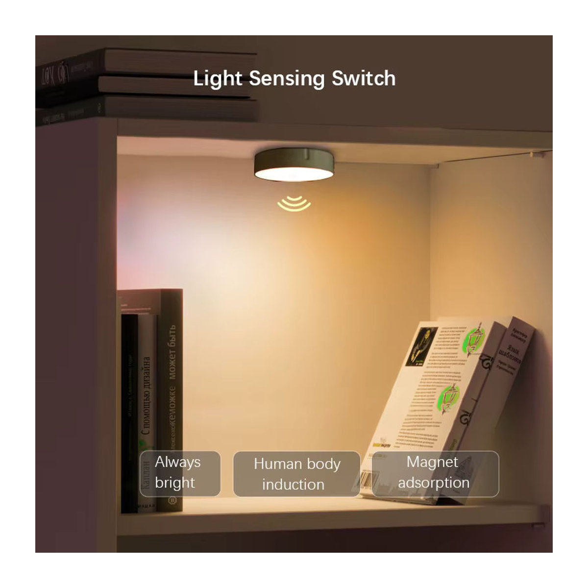 SHENZHITECH LED Möbelbeleuchtung mit Bewegungsmelder als minimalistische Nachtlampe in Weiß, wiederaufladbar per USB - Bild 5