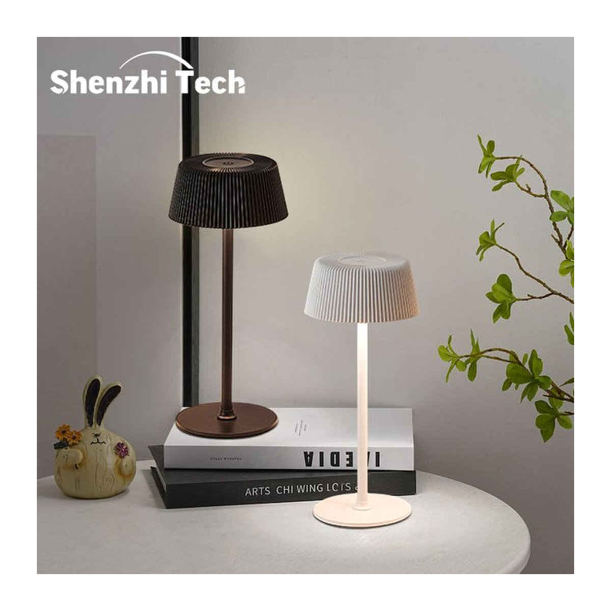SHENZHITECH LED-Tischlampe aus Acryl mit Touch-Funktion, kabellos und wiederaufladbar, in Schwarz oder Weiß - Bild 1